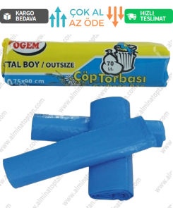 Battal Boy Çöp Poşeti 75*90 Cm 10 Lu Rulo (1 Adet) - Mavi