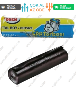 Battal Boy Çöp Poşeti 75*90 Cm 10 Lu Rulo (1 Adet) - Siyah