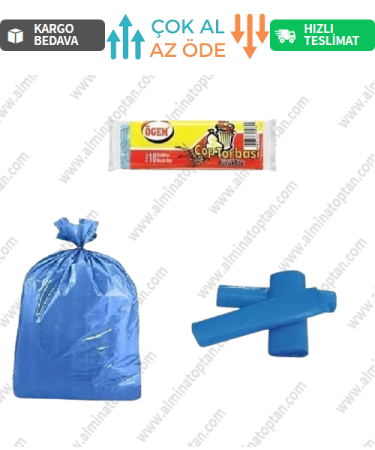 Büyük Boy Çöp Poşeti 65*80 Cm 10 Lu Rulo (1 Adet) - Mavi - 0