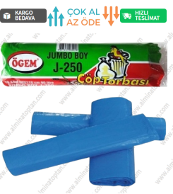 J-250 Jumbo Boy Çöp Poşeti 80*110 cm 10 Lu Rulo (1 Adet) - Mavi