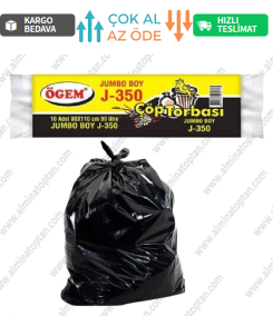 J-350 Jumbo Boy Çöp Poşeti 80*110 Cm 10 Lu Rulo (1 Adet) - Siyah