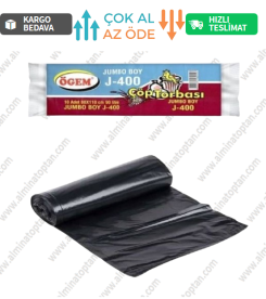 J-400 Jumbo Boy Çöp Poşeti 80*110 cm 10 Lu Rulo (1 Adet) - Siyah
