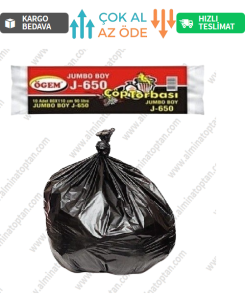 J-650 Jumbo Boy Çöp Poşeti 80*110 Cm 10 Lu Rulo (1 Adet) - Siyah