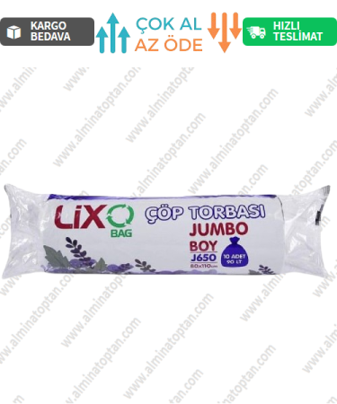 J-650 Jumbo Boy Çöp Poşeti 80*110 Cm 10 Lu 20 Rulo (200 ADET) 1 Koli - Siyah - 0