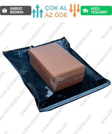Şeffaf + Siyah Büyük Boy Kargo Poşeti 35x45+5 cm 1,500 Adet (1 Balya) (40+40=80 Mikron) - 0